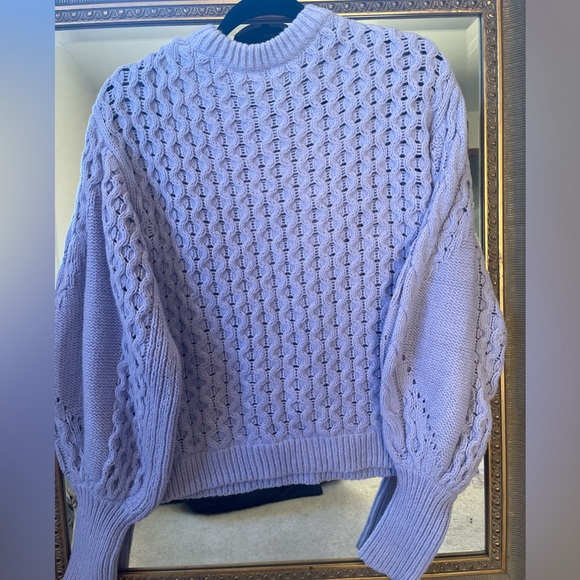 A.L.C Serena Blouson-Sleeve Cable-Knit Lavender Sweater Size M - Picture 6 of 11